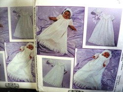 3689 BABY TUCK CHRISTENING GOWN,BONNET,SLIP PATTERN NB-LG